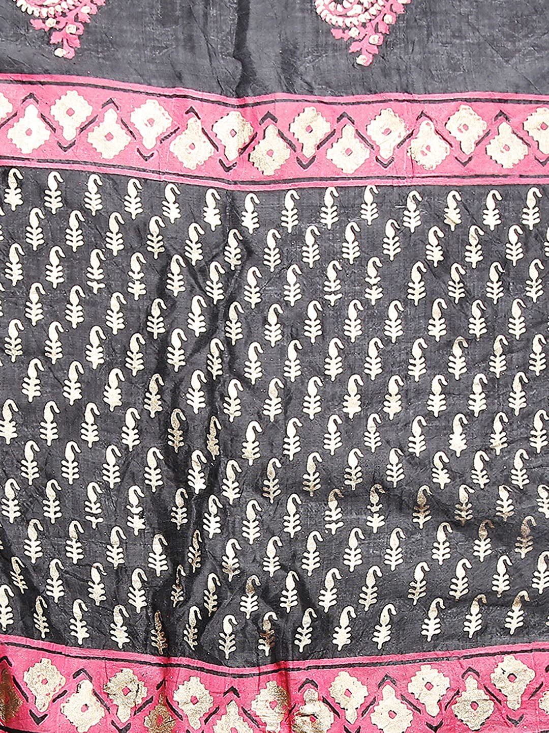 Pink & Black Silk Dupatta . freeshipping - Dupatta Bazaar