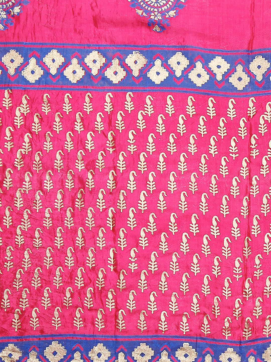 Pink & Blue Silk  Printed Dupatta . freeshipping - Dupatta Bazaar