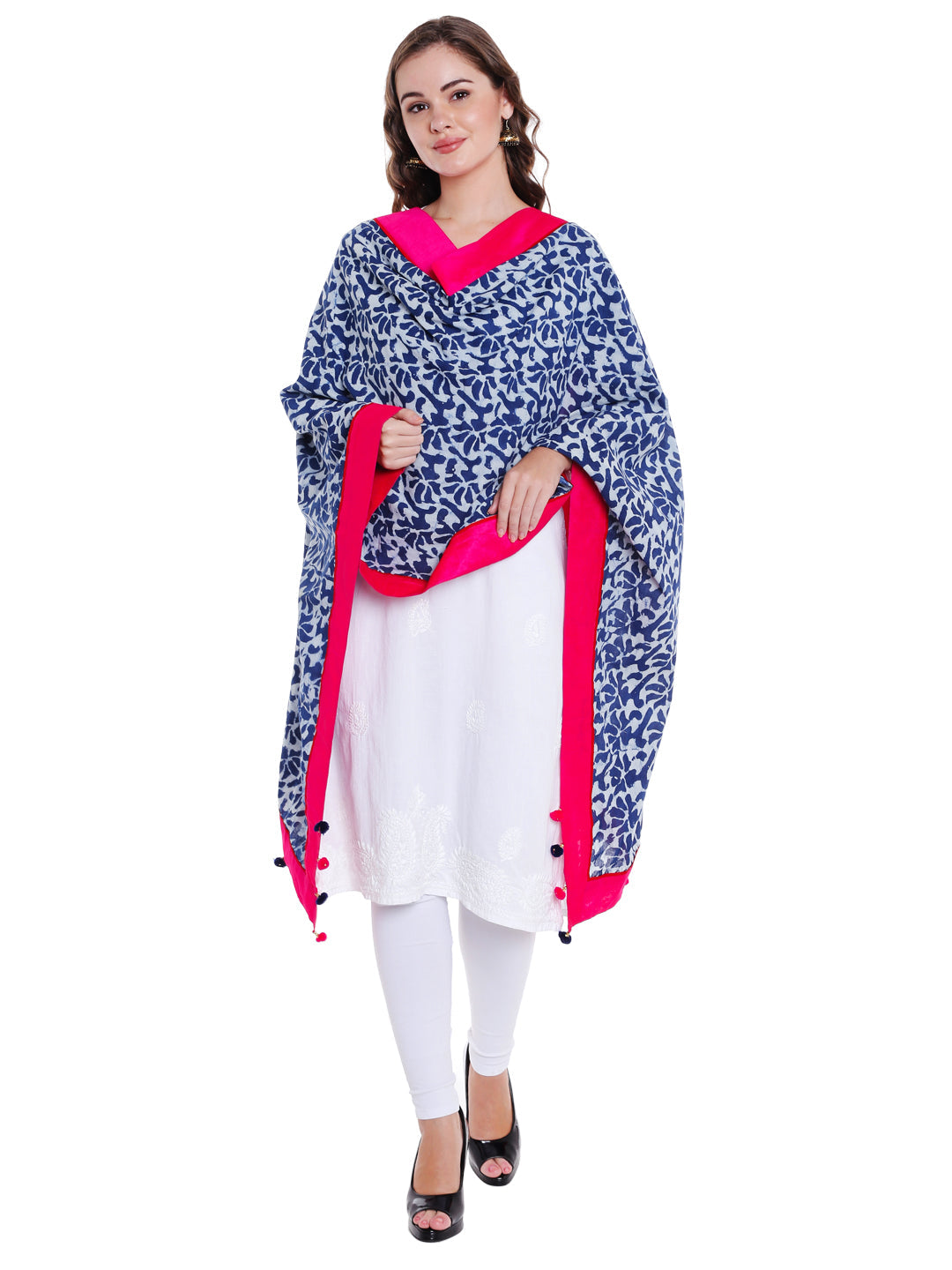 Dupatta Bazaar Women's Printed Indigo Cotton Dupatta - Dupatta Bazaar
