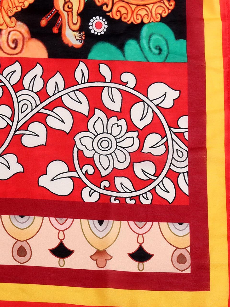 Multicoloured Printed Cotton Satin Dupatta freeshipping - Dupatta Bazaar