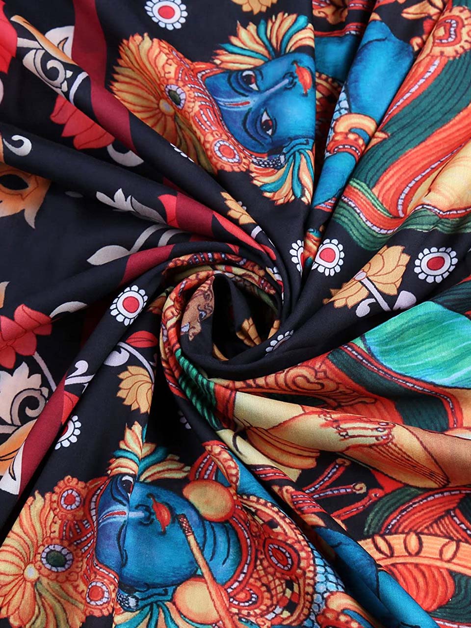 Multicoloured Printed Cotton Satin Dupatta freeshipping - Dupatta Bazaar
