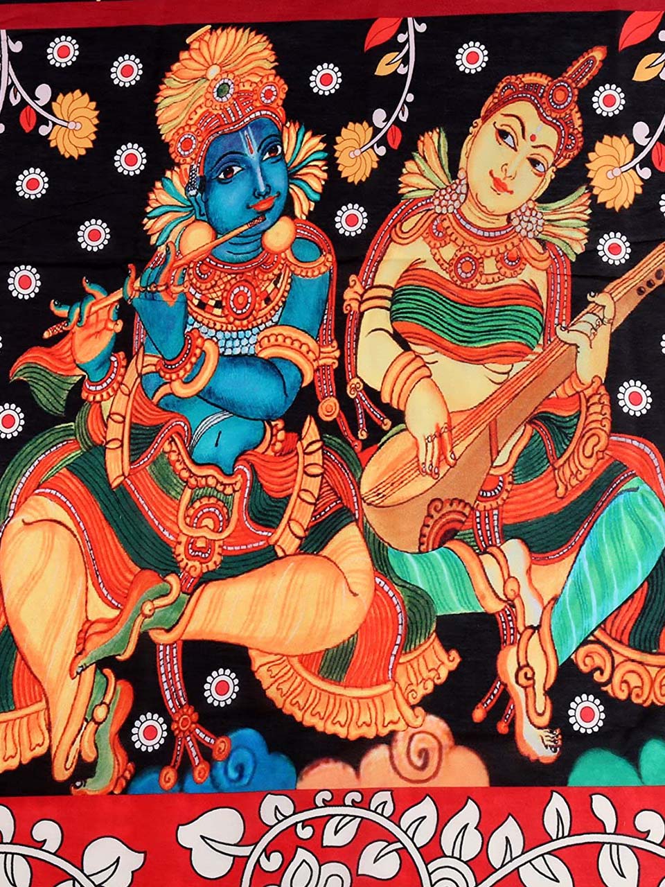 Multicoloured Printed Cotton Satin Dupatta freeshipping - Dupatta Bazaar