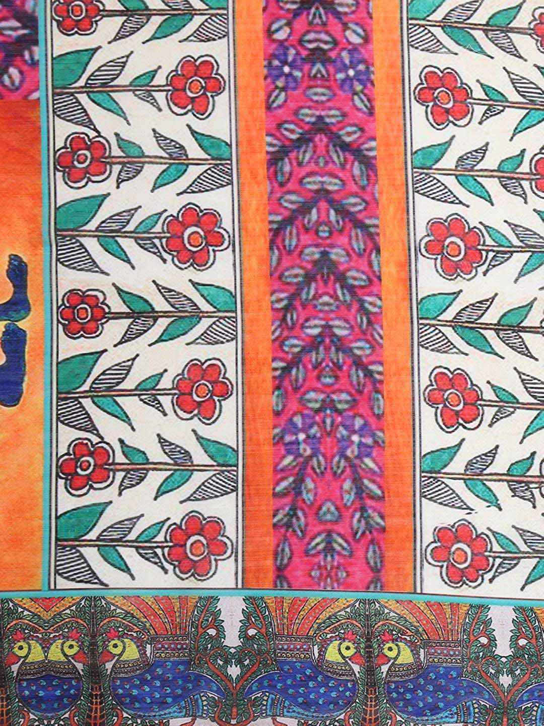 Multicoloured Digitally Printed Cotton Satin Dupatta freeshipping - Dupatta Bazaar