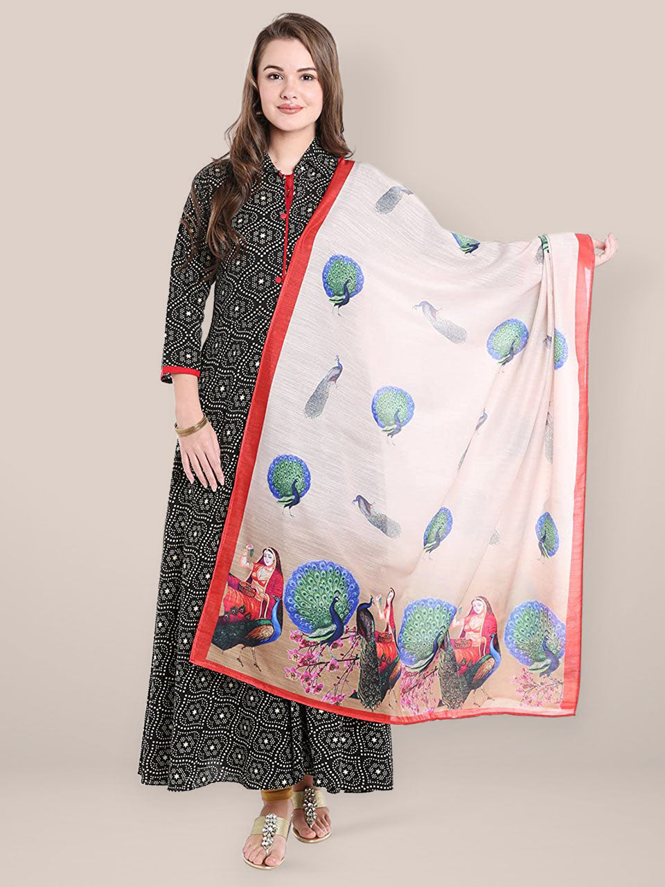 Digital Print Cotton Satin Dupatta freeshipping - Dupatta Bazaar
