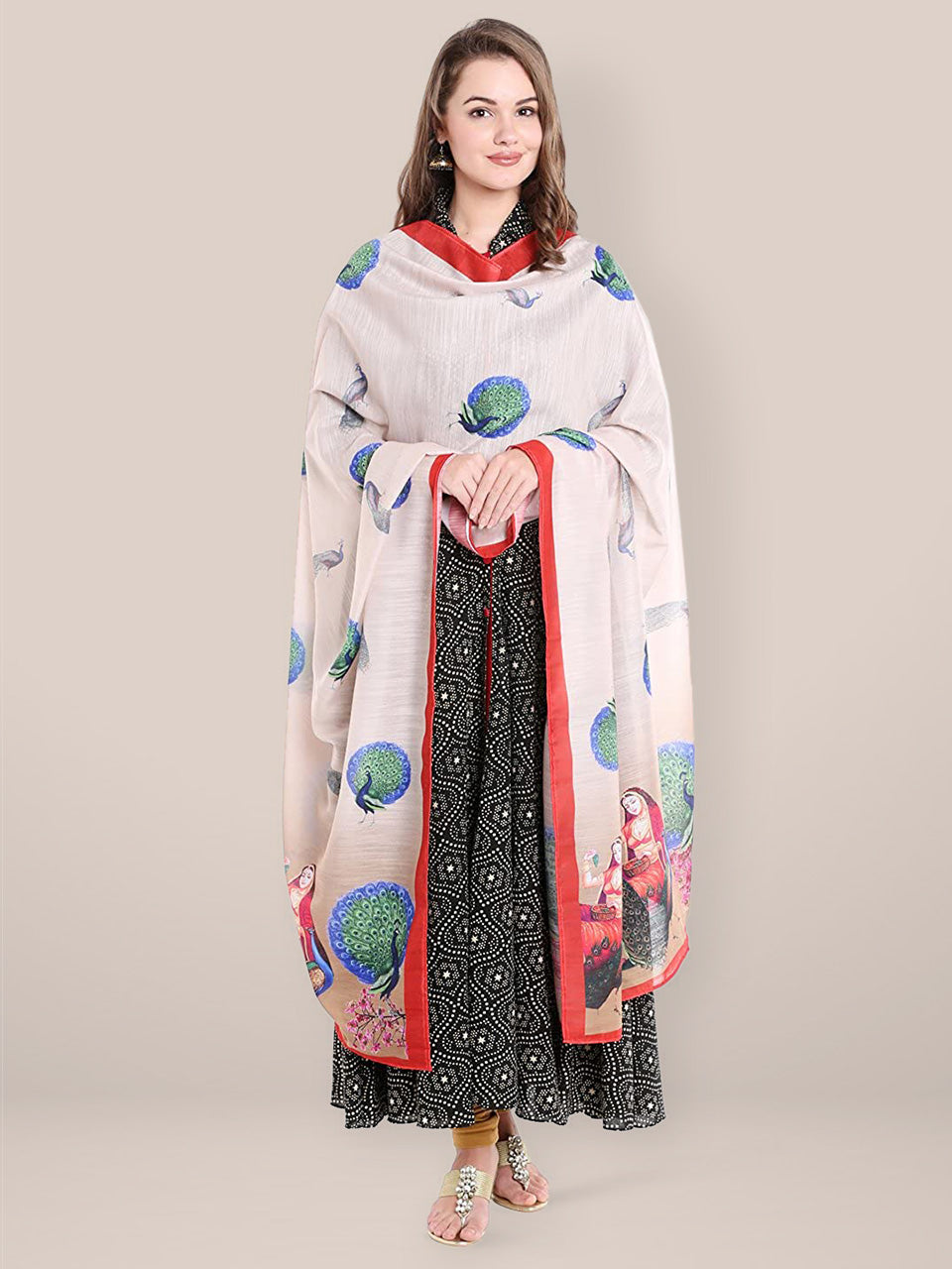 Digital Print Cotton Satin Dupatta freeshipping - Dupatta Bazaar