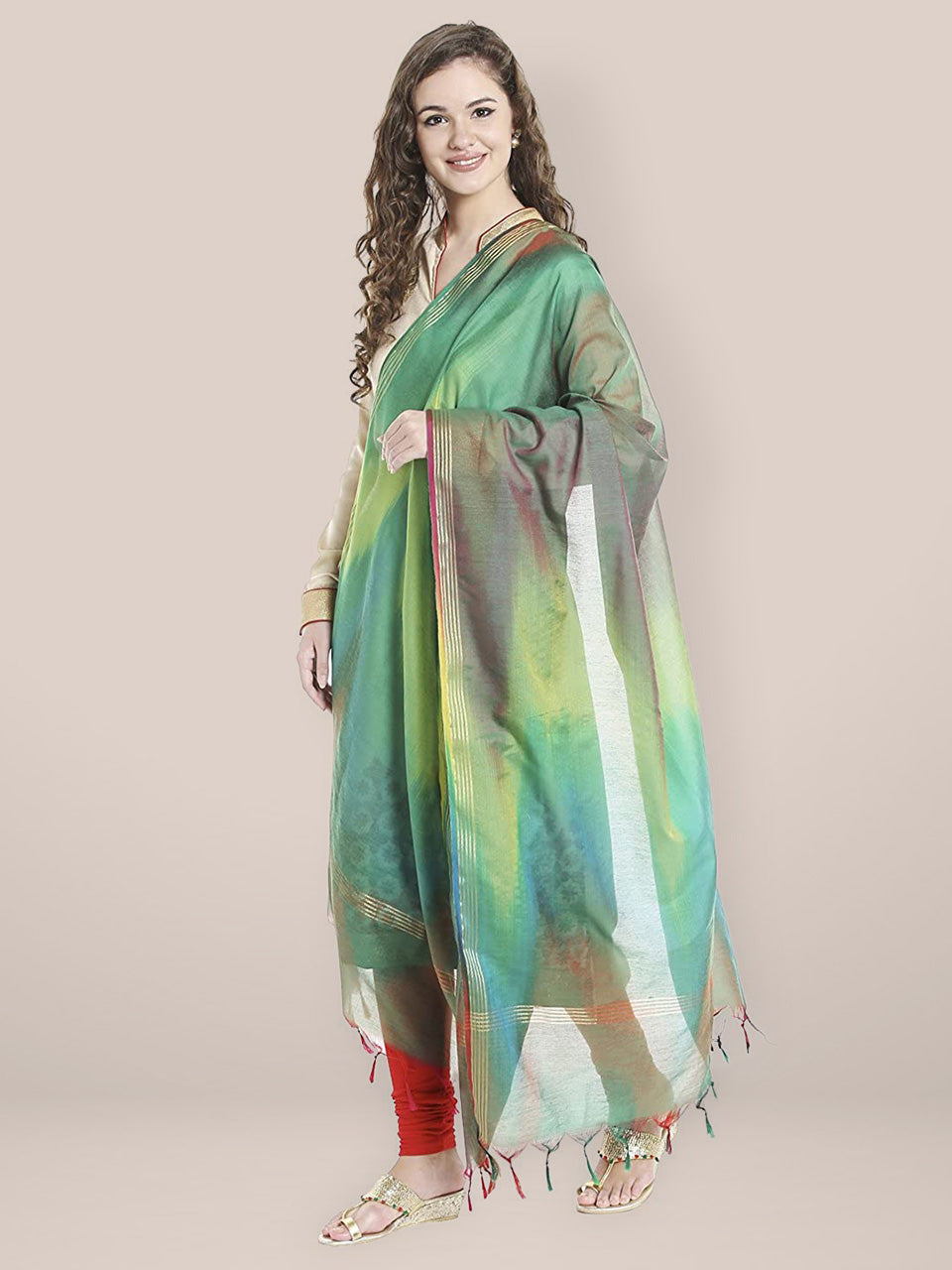 Green Shaded Silk Dupatta freeshipping - Dupatta Bazaar