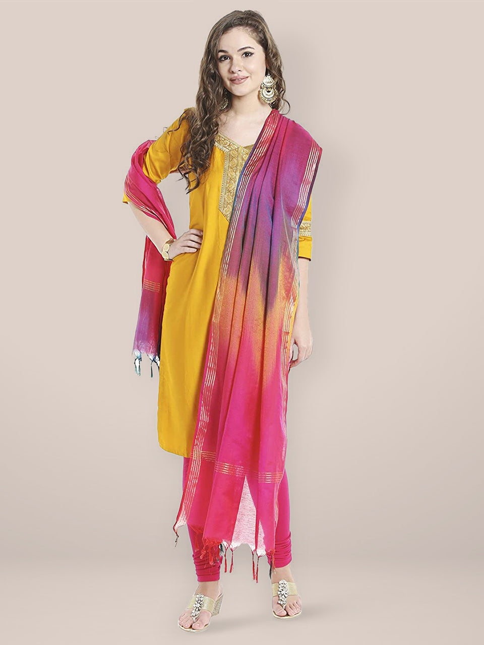 Pink Shaded Silk Dupatta freeshipping - Dupatta Bazaar
