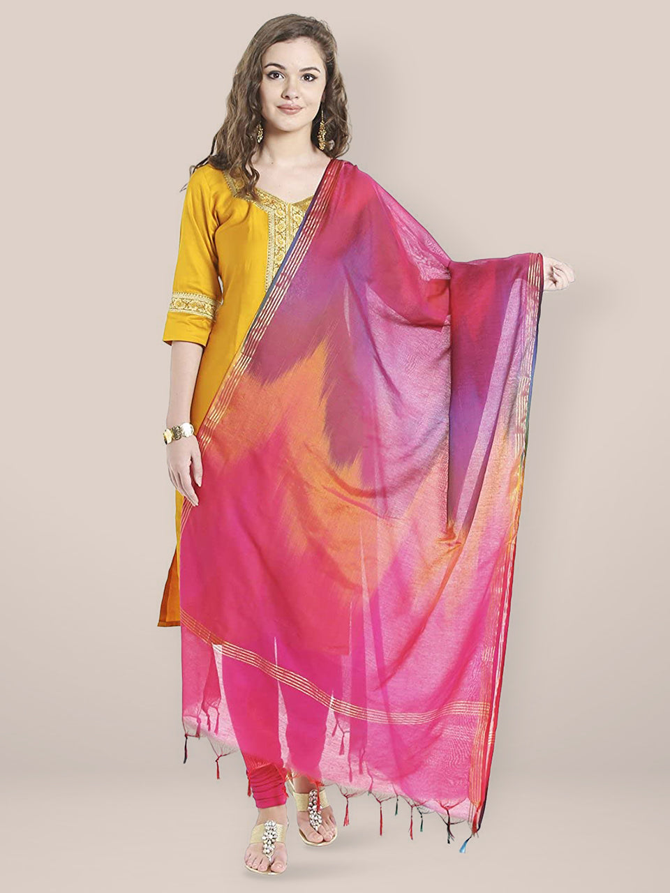 Pink Shaded Silk Dupatta freeshipping - Dupatta Bazaar