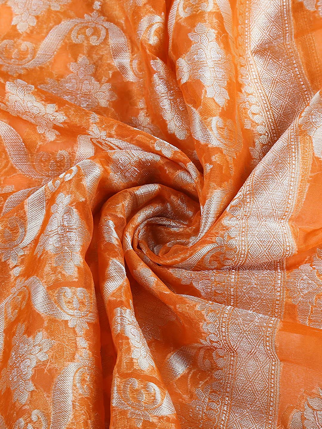 Orange & Gold Woven Banarasi Dupatta freeshipping - Dupatta Bazaar