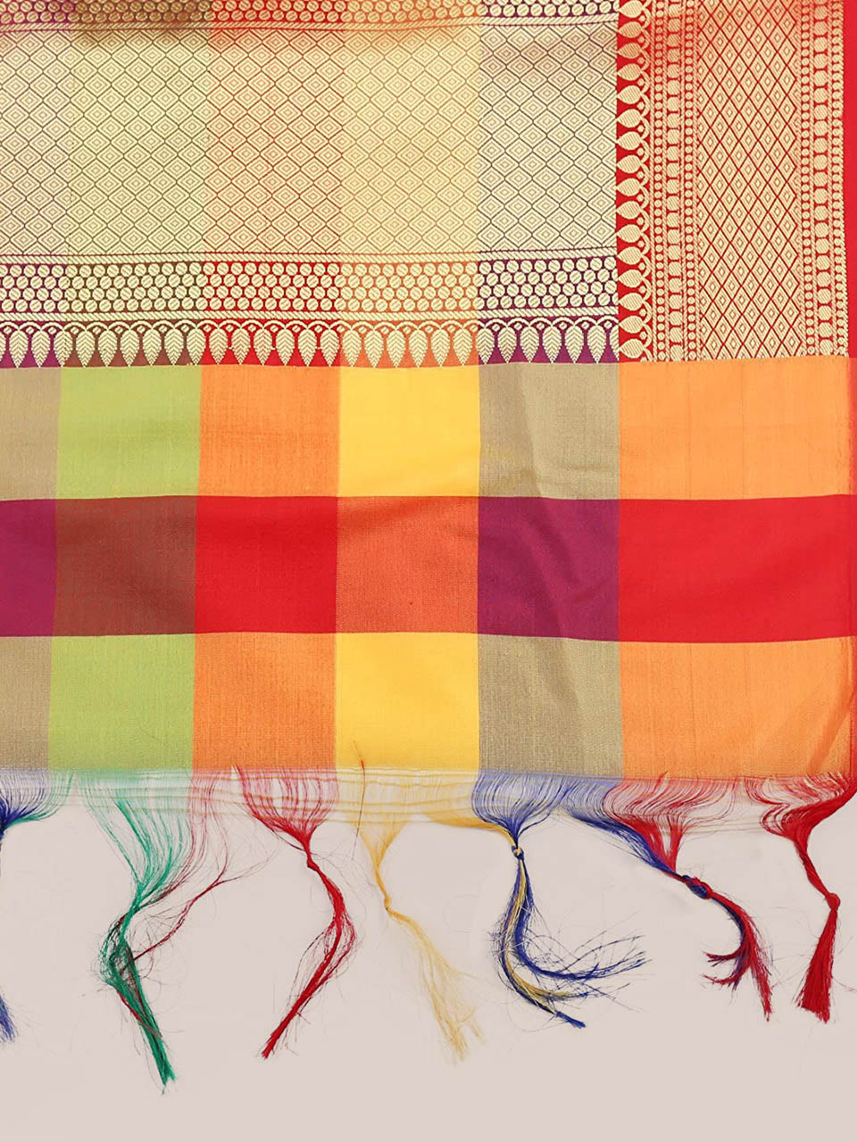 Multicoloured Woven Banarasi Dupatta freeshipping - Dupatta Bazaar