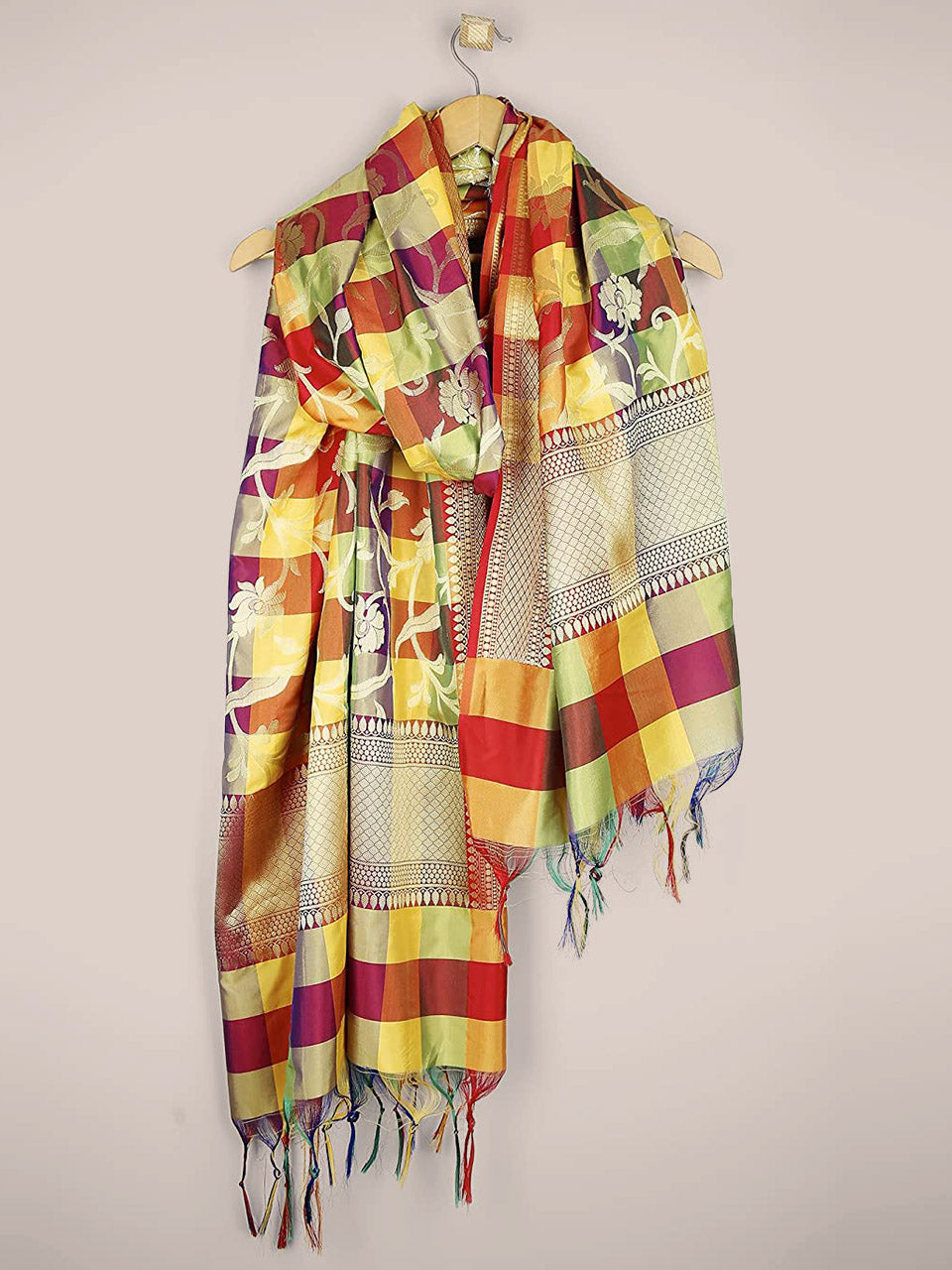 Multicoloured Woven Banarasi Dupatta freeshipping - Dupatta Bazaar