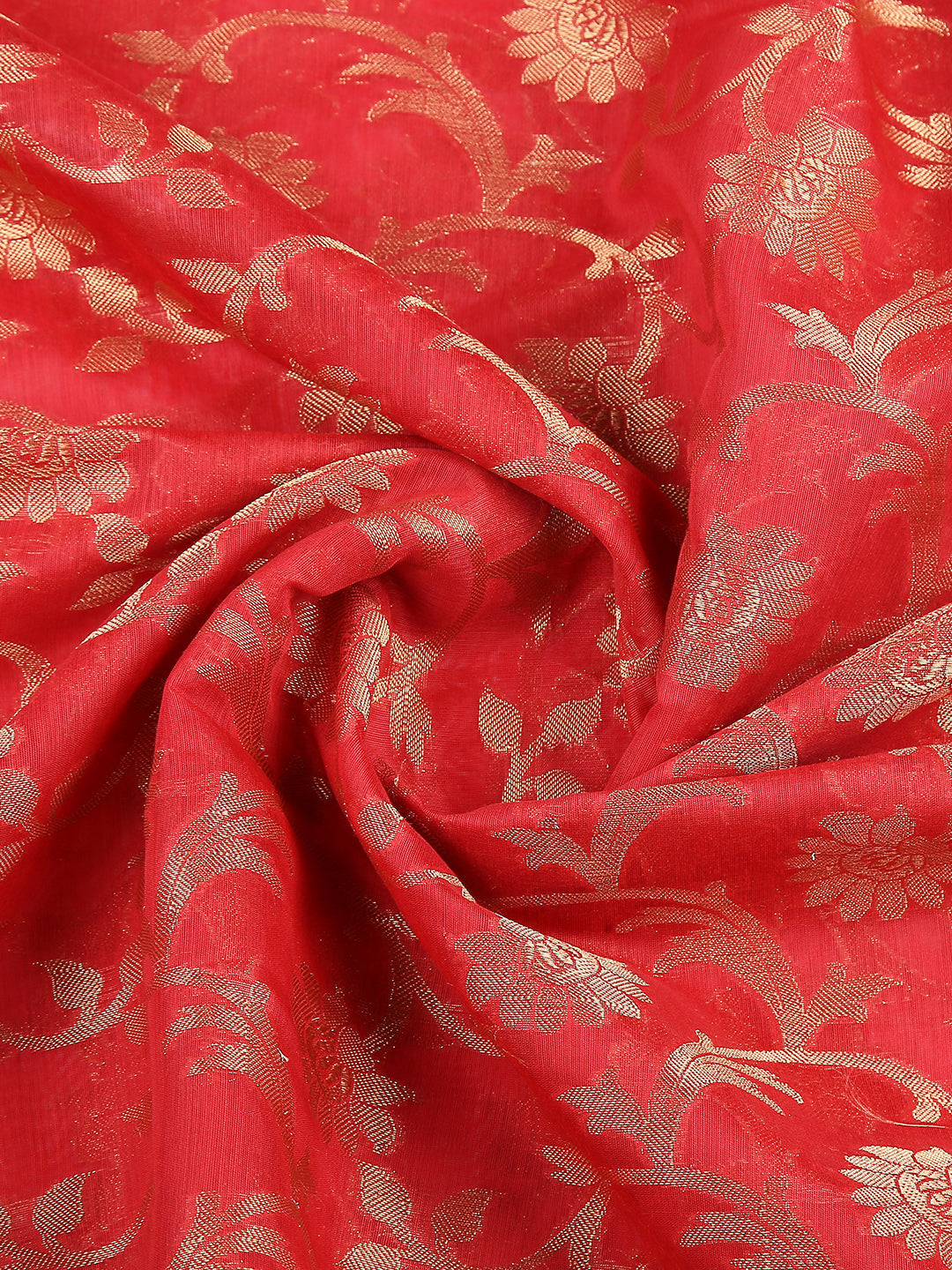 Dupatta Bazaar Woman's Red & Gold Woven Banarasi Silk Dupatta - Dupatta Bazaar
