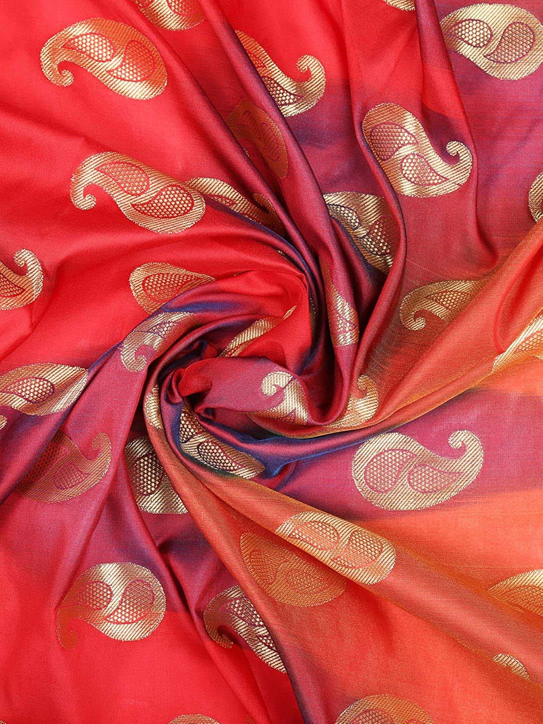 Red Shaded Banarasi Silk Dupatta freeshipping - Dupatta Bazaar