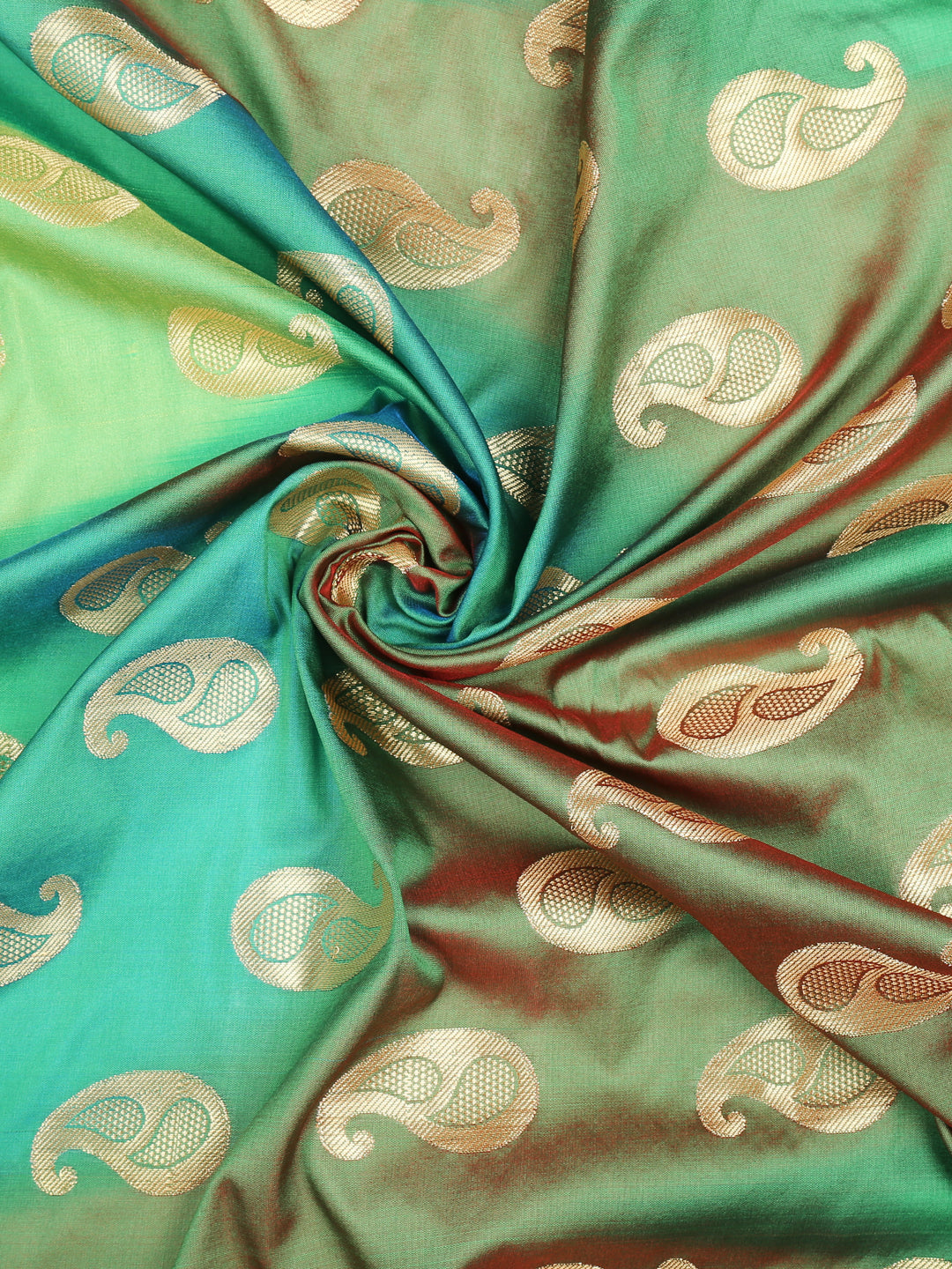Dupatta Bazaar Woman's Green & Gold Shaded Banarasi Silk Dupatta - Dupatta Bazaar