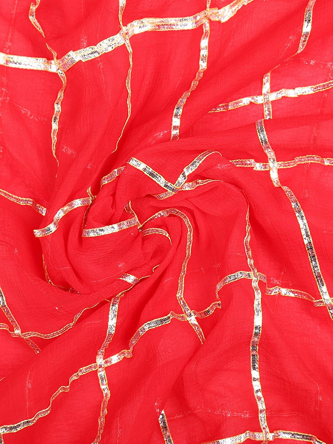 Red & Gold Phulkari Border Dupatta freeshipping - Dupatta Bazaar