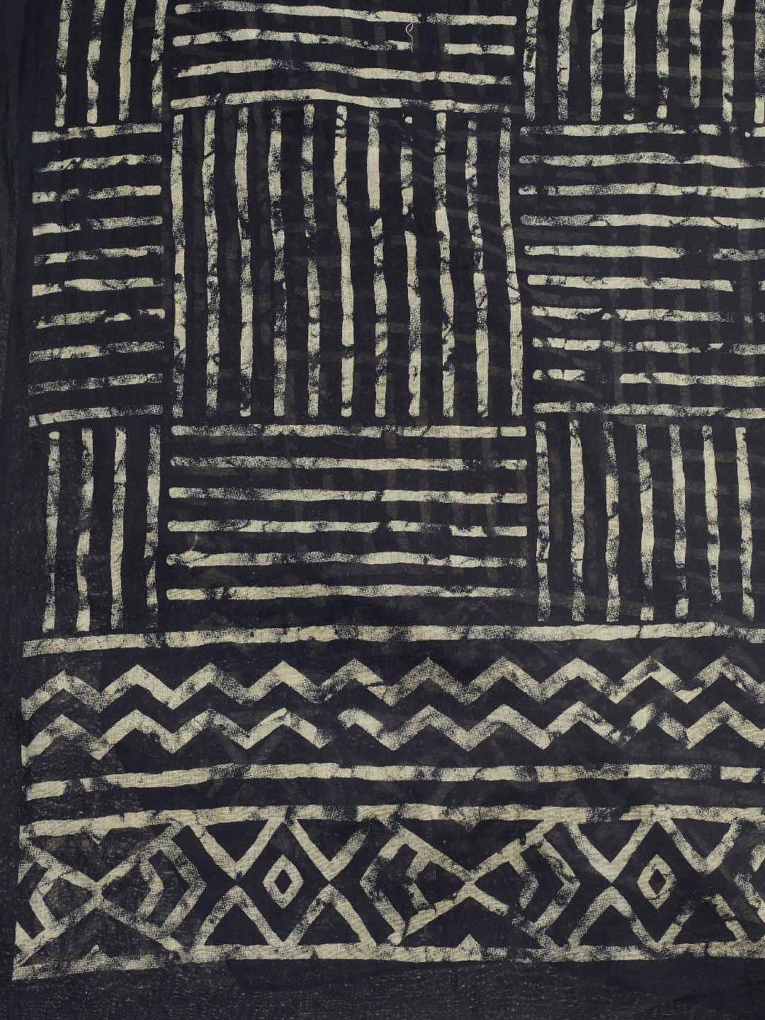 Dupatta Bazaar Woman's Cotton Black & Off White Block Printed Dupatta - Dupatta Bazaar