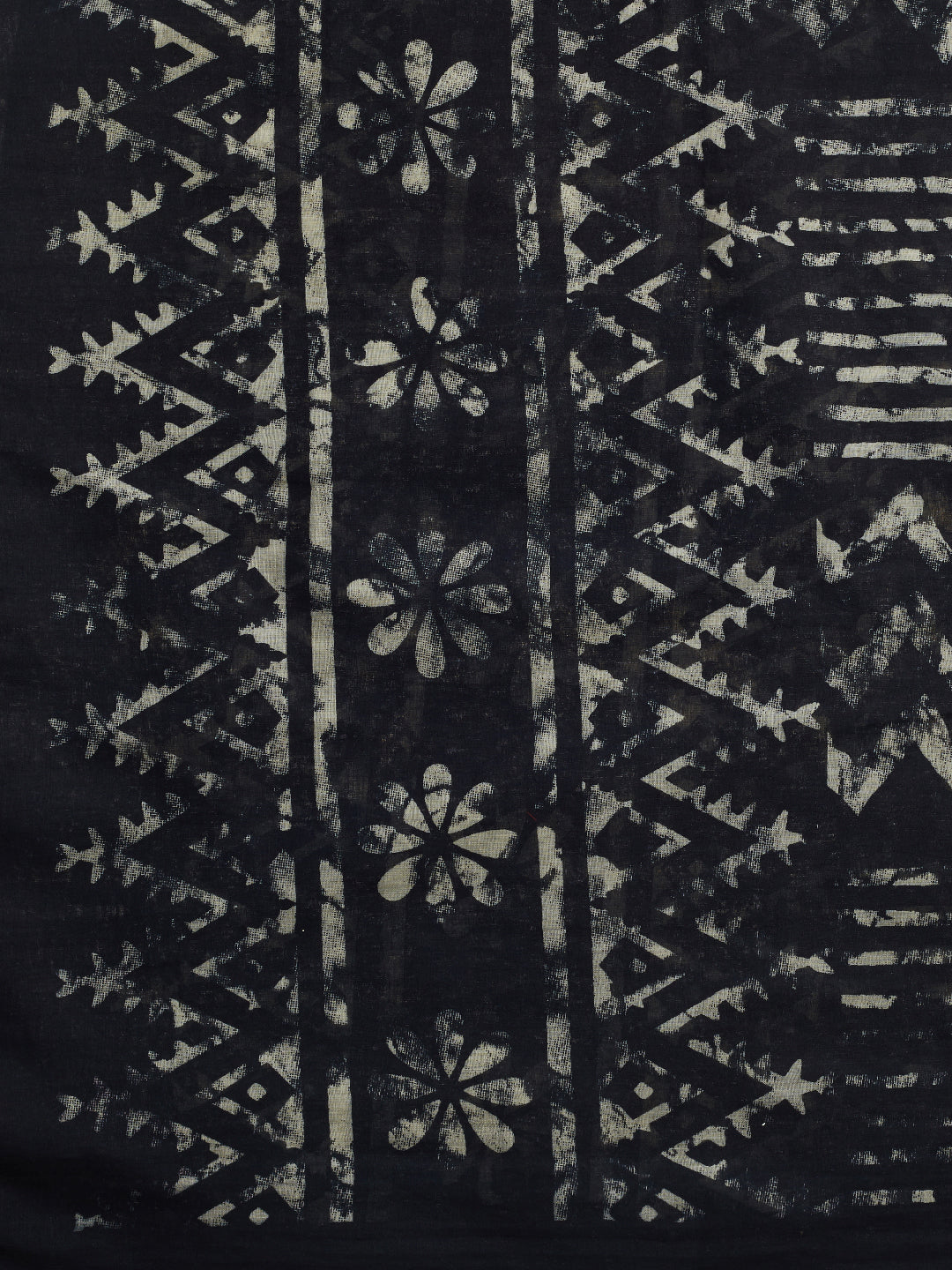 Dupatta Bazaar Woman's Cotton Black & Off White Block Printed Dupatta - Dupatta Bazaar