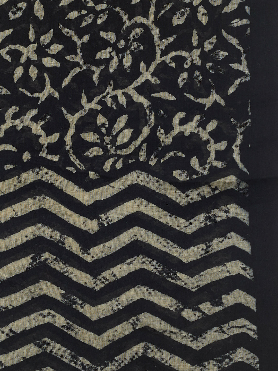Dupatta Bazaar Woman's Cotton Black & Off White Block Printed Dupatta - Dupatta Bazaar