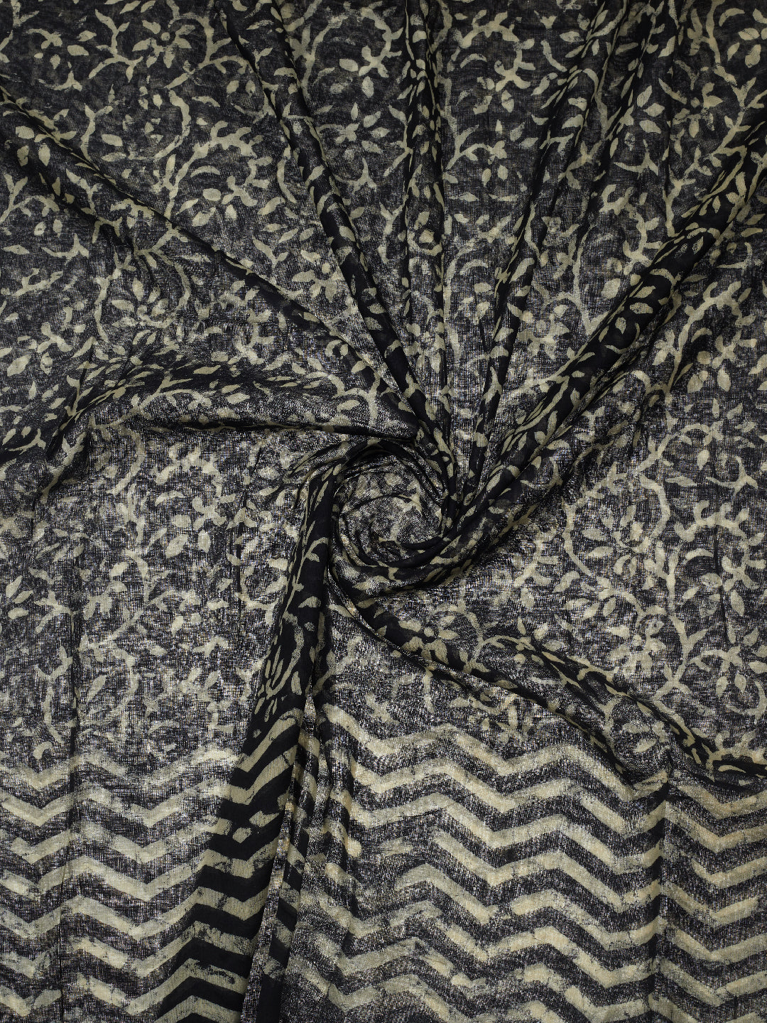Dupatta Bazaar Woman's Cotton Black & Off White Block Printed Dupatta - Dupatta Bazaar