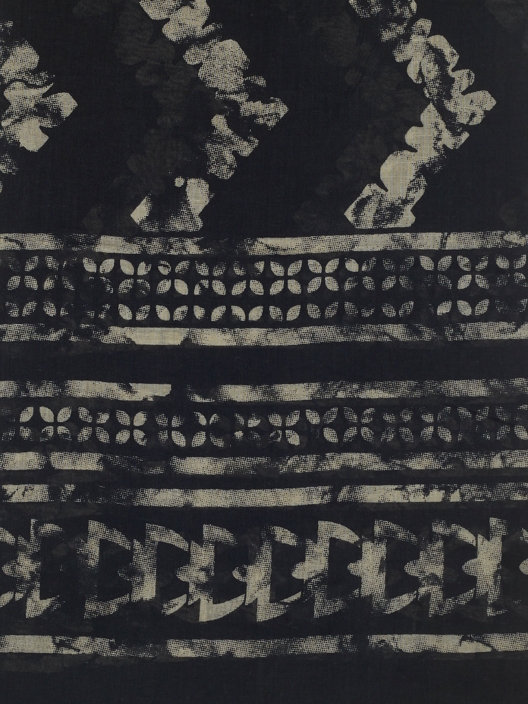 Dupatta Bazaar Woman's Cotton Black & Off White Block Printed Dupatta - Dupatta Bazaar