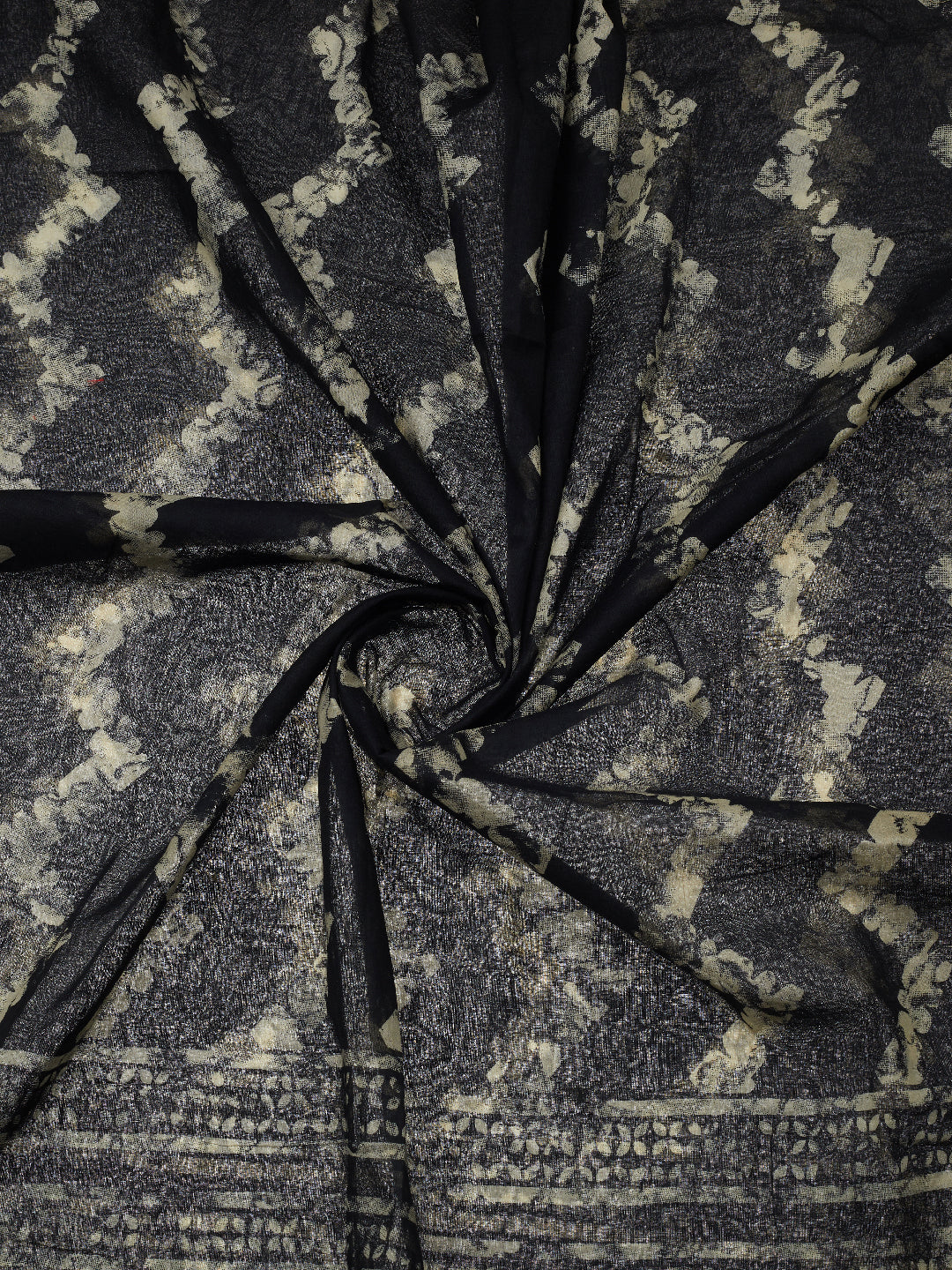 Dupatta Bazaar Woman's Cotton Black & Off White Block Printed Dupatta - Dupatta Bazaar