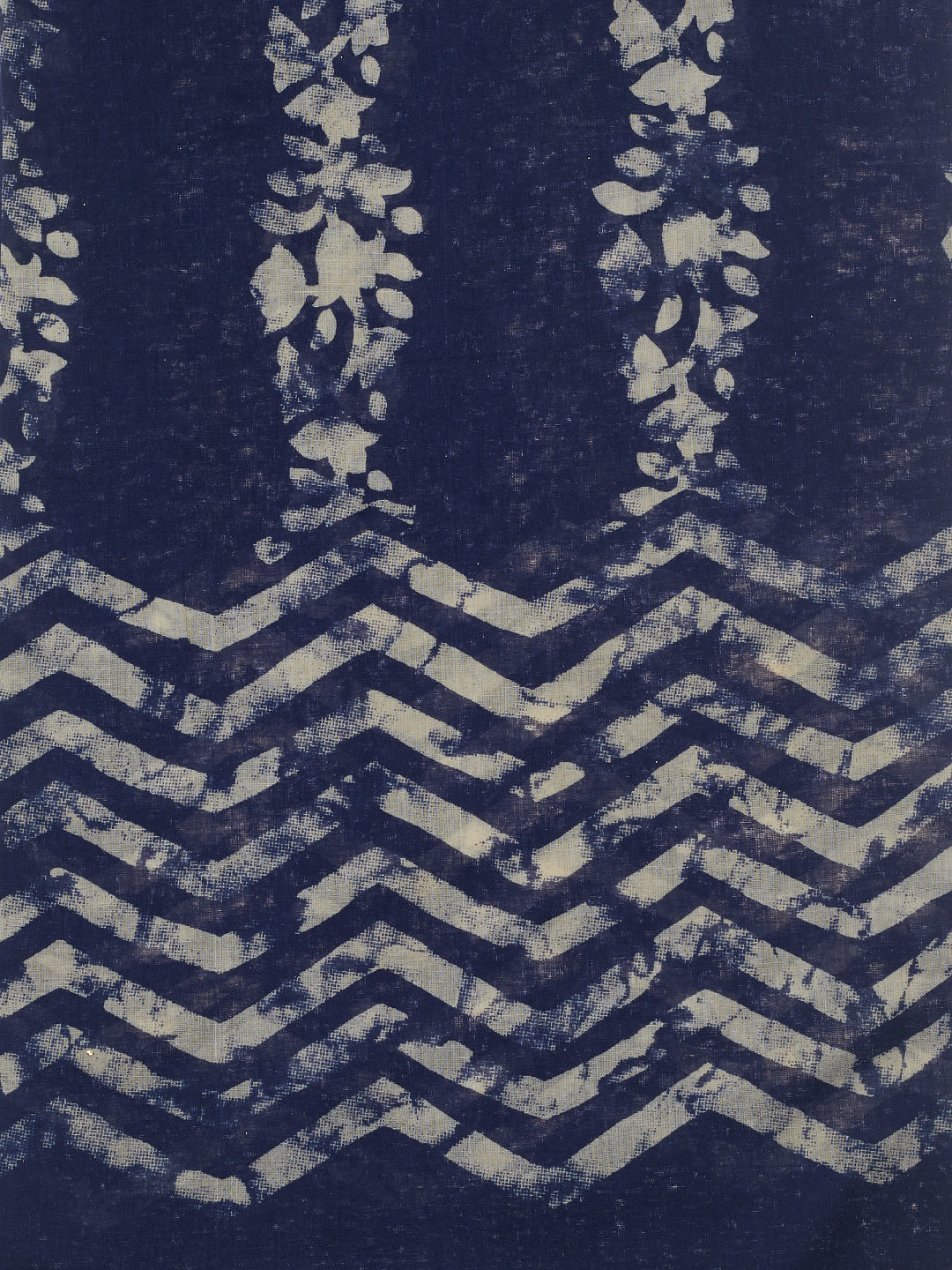 Dupatta Bazaar Woman's Cotton Indigo & Off White Block Printed Dupatta - Dupatta Bazaar