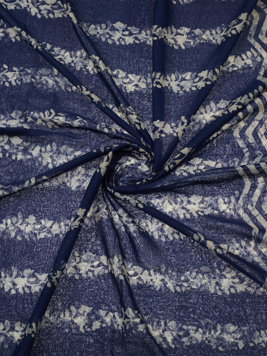 Dupatta Bazaar Woman's Cotton Indigo & Off White Block Printed Dupatta - Dupatta Bazaar