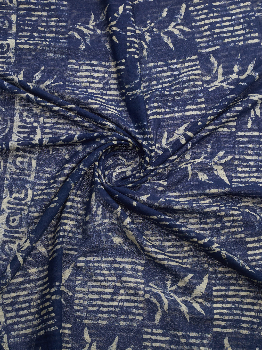Dupatta Bazaar Woman's Cotton Indigo & Off White Block Printed Dupatta - Dupatta Bazaar