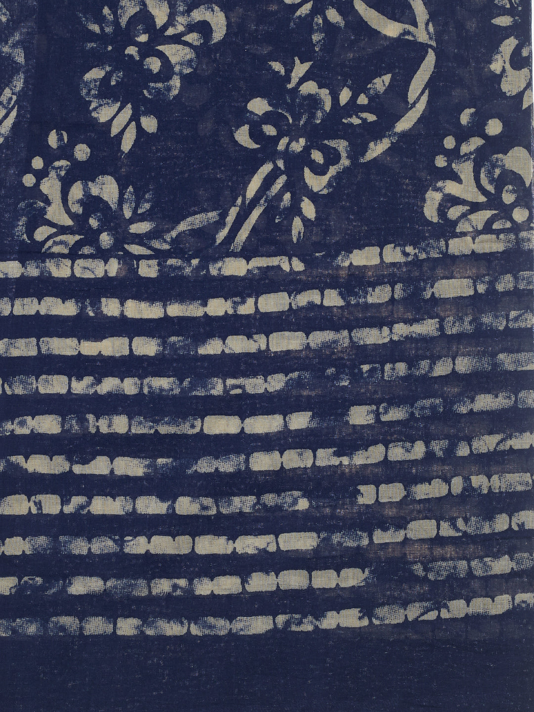 Dupatta Bazaar Woman's Cotton Indigo & Off White Block Printed Dupatta - Dupatta Bazaar