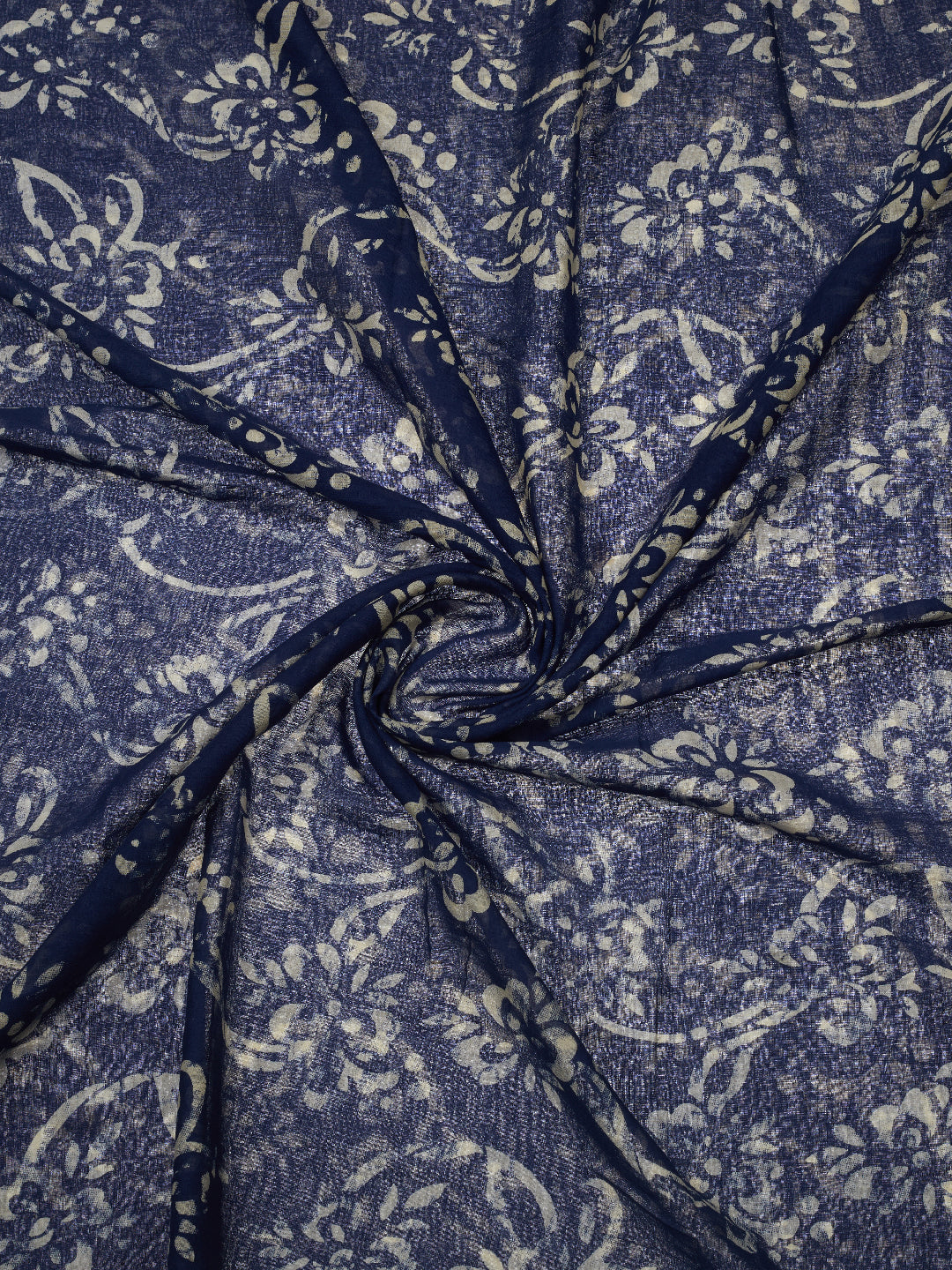 Dupatta Bazaar Woman's Cotton Indigo & Off White Block Printed Dupatta - Dupatta Bazaar