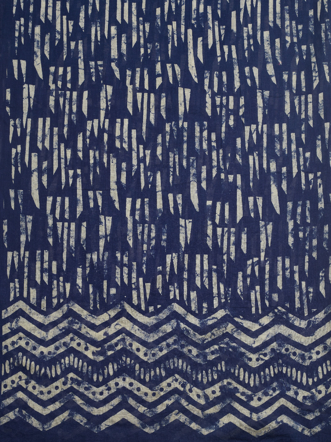 Dupatta Bazaar Woman's Cotton Indigo & Off White Block Printed Dupatta - Dupatta Bazaar