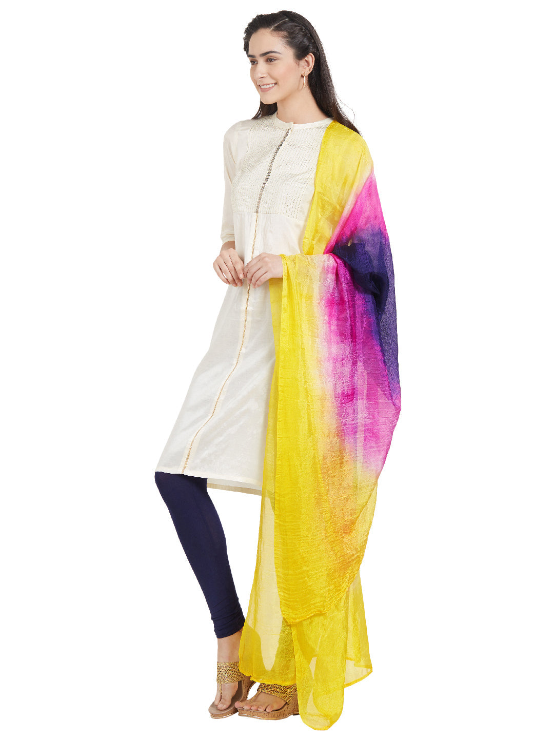 Dupatta Bazaar Woman's Multicoloured Art Silk Dupatta - Dupatta Bazaar
