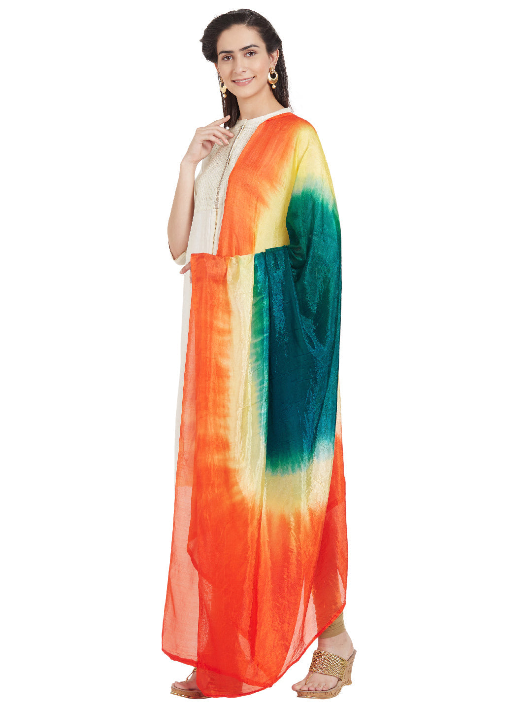 Dupatta Bazaar Woman's Multicoloured Art Silk Dupatta - Dupatta Bazaar