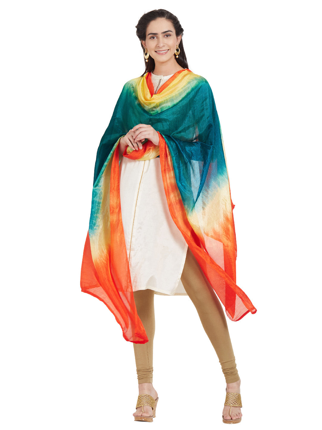 Dupatta Bazaar Woman's Multicoloured Art Silk Dupatta - Dupatta Bazaar