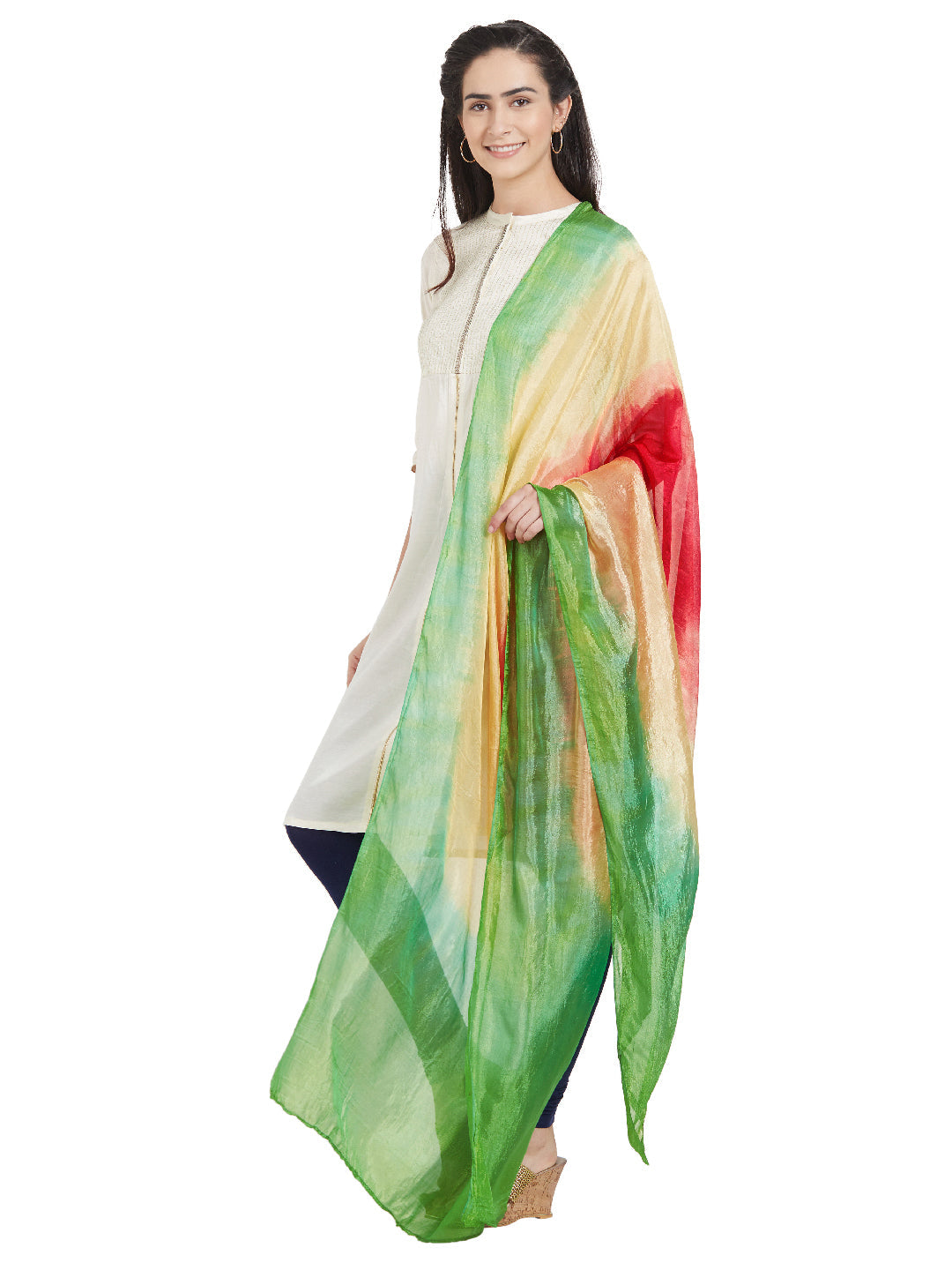 Dupatta Bazaar Woman's Multicoloured Art Silk Dupatta - Dupatta Bazaar