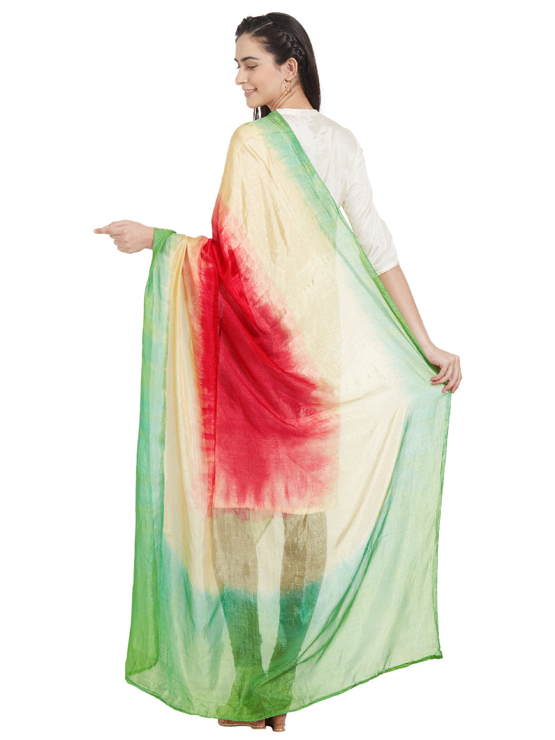 Dupatta Bazaar Woman's Multicoloured Art Silk Dupatta - Dupatta Bazaar