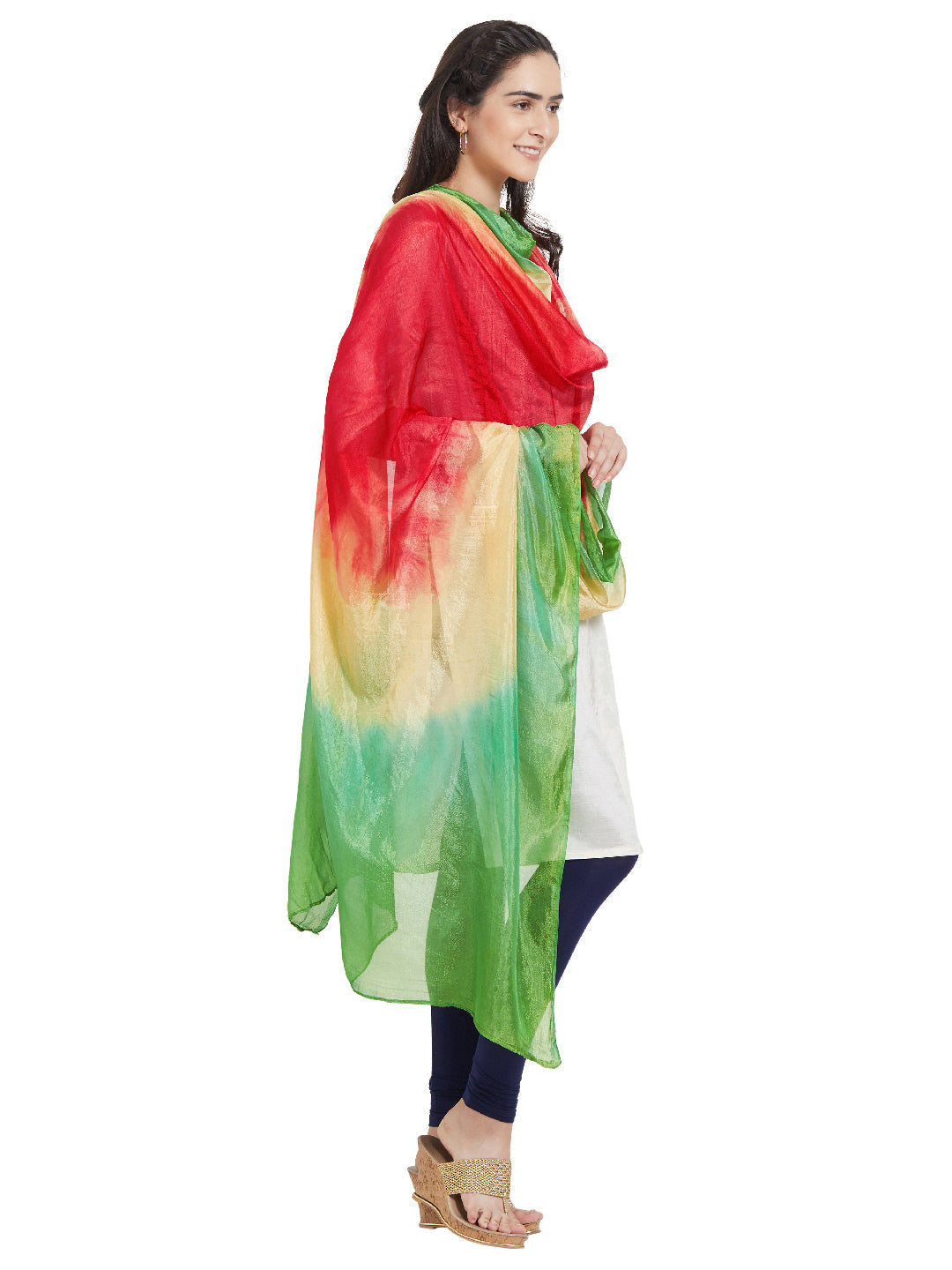 Dupatta Bazaar Woman's Multicoloured Art Silk Dupatta - Dupatta Bazaar