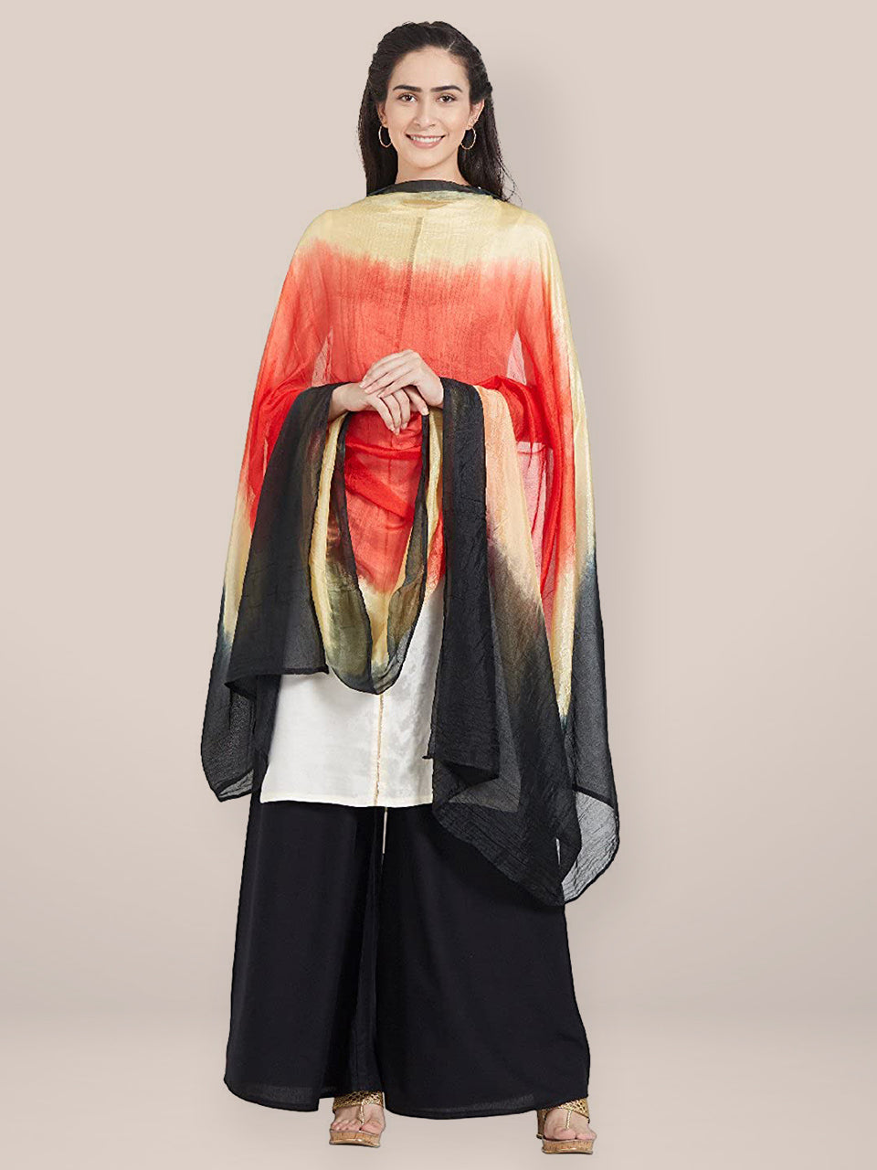 Multicoloured Art Silk Dupatta freeshipping - Dupatta Bazaar