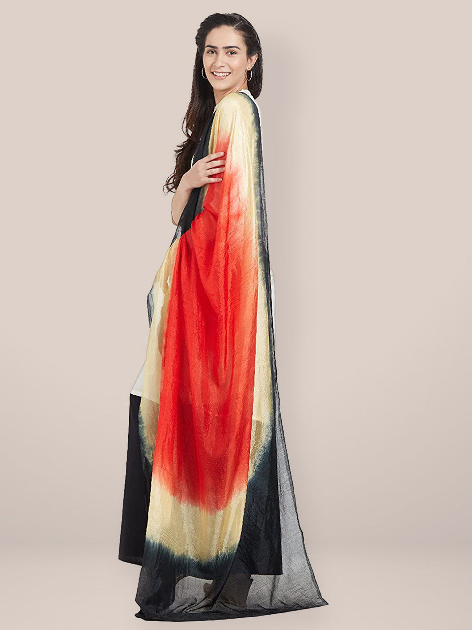 Multicoloured Art Silk Dupatta freeshipping - Dupatta Bazaar