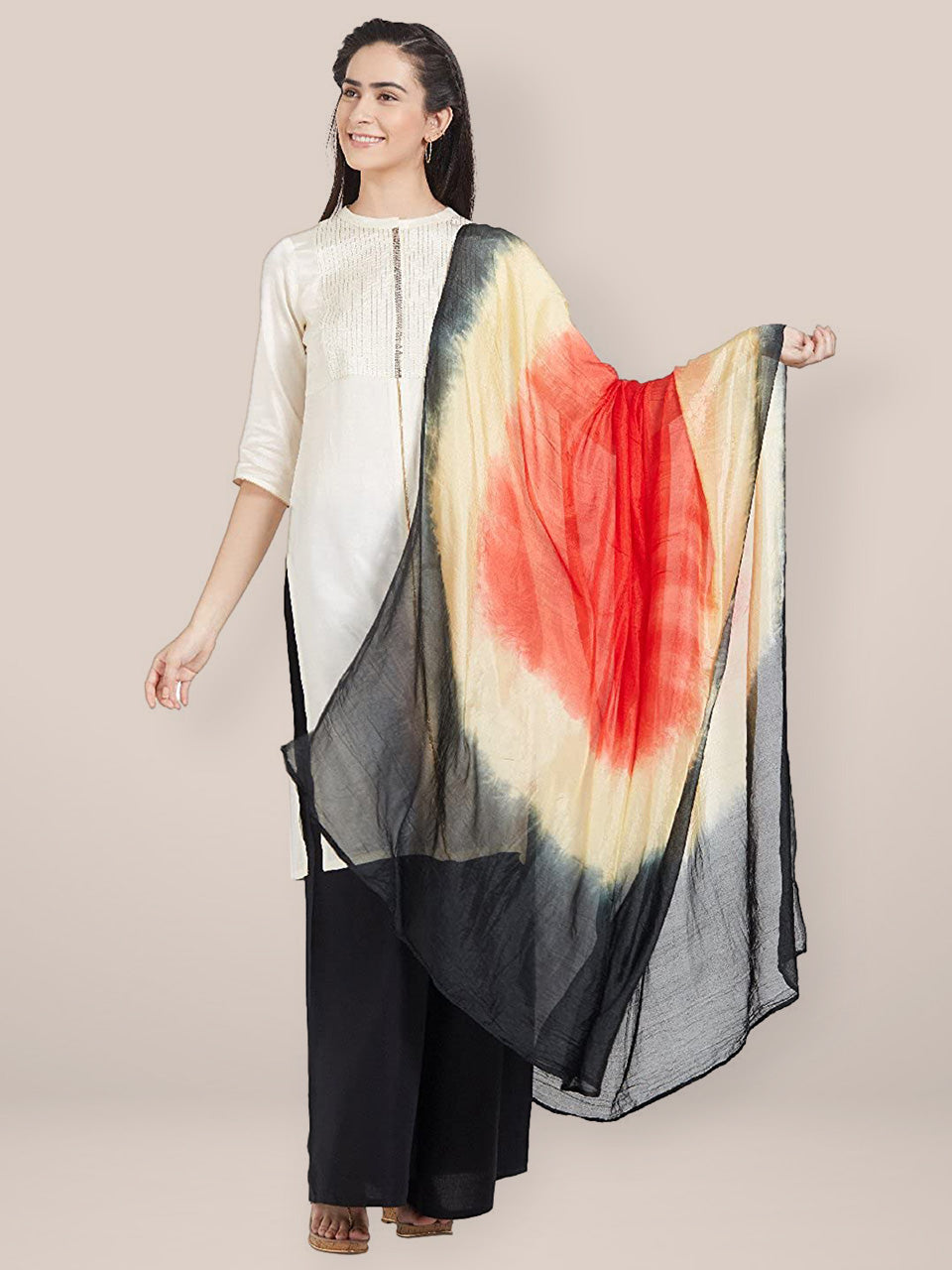 Multicoloured Art Silk Dupatta freeshipping - Dupatta Bazaar