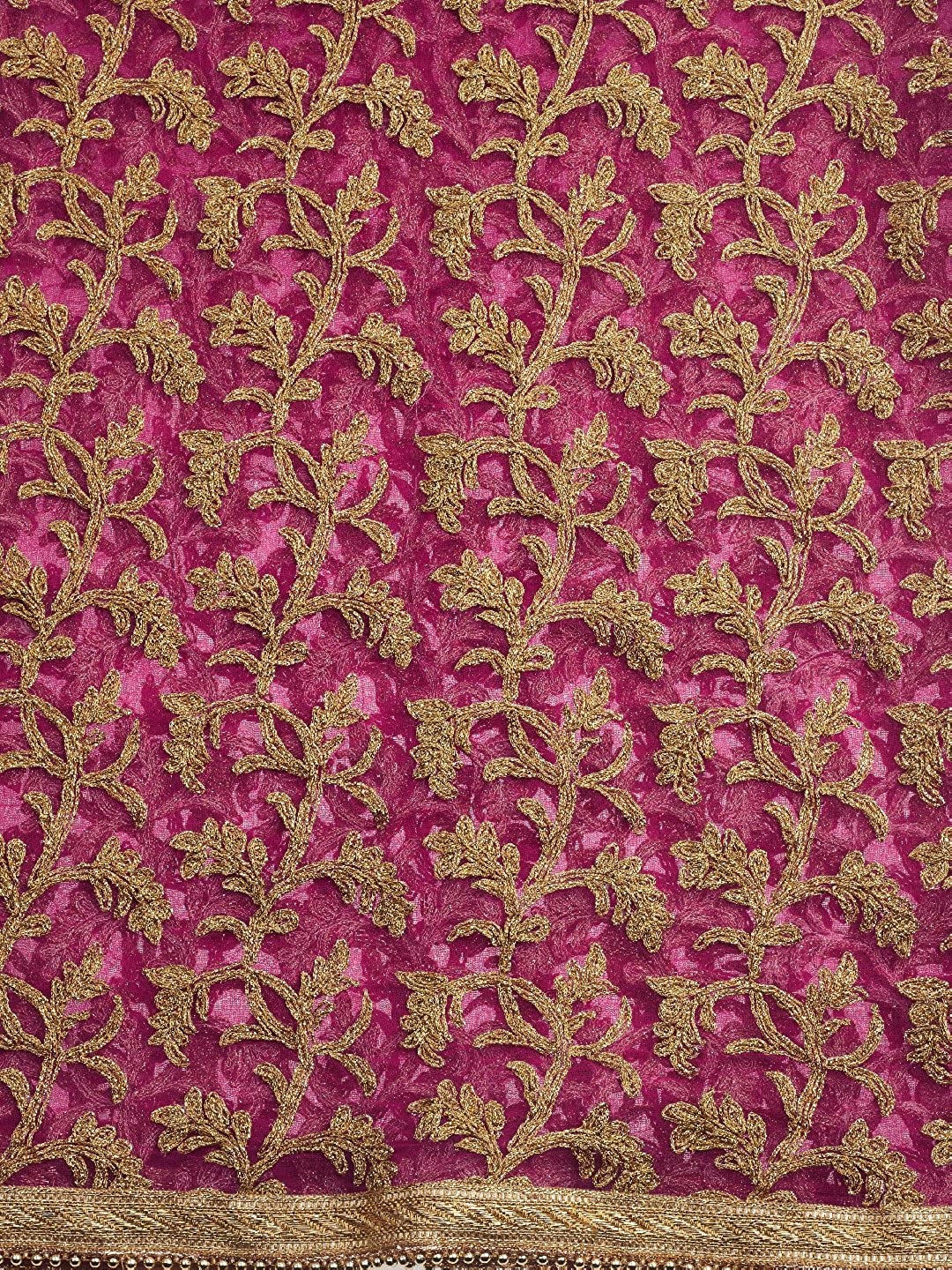 Pink & Gold Embroidered Net Dupatta freeshipping - Dupatta Bazaar
