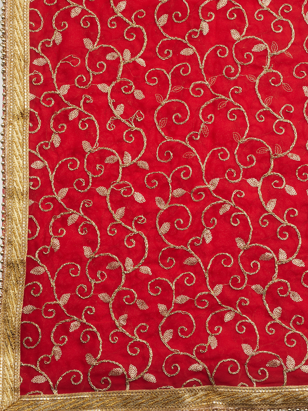 Dupatta Bazaar Woman's Red Embroidered Georgette Dupatta - Dupatta Bazaar