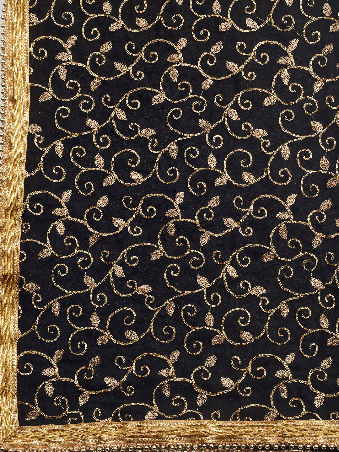 Dupatta Bazaar Woman's Black Embroidered Georgette Dupatta - Dupatta Bazaar