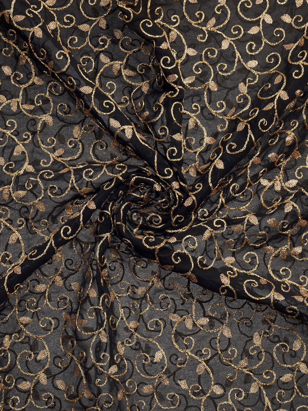 Dupatta Bazaar Woman's Black Embroidered Georgette Dupatta - Dupatta Bazaar