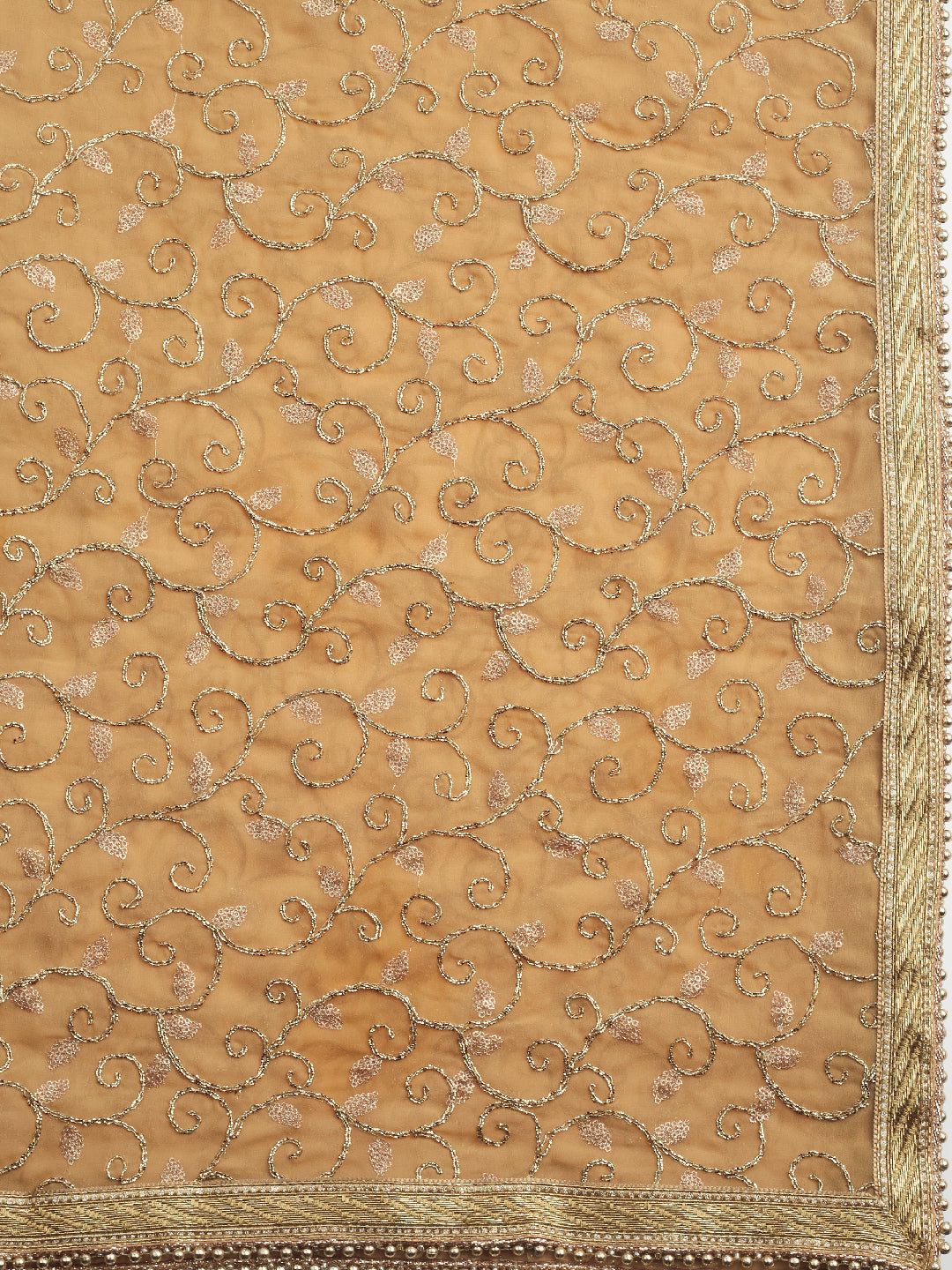 Dupatta Bazaar Woman's Gold Embroidered Georgette Dupatta - Dupatta Bazaar