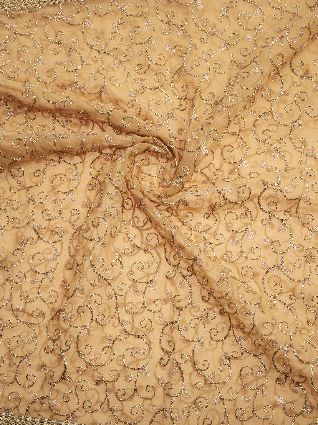 Dupatta Bazaar Woman's Gold Embroidered Georgette Dupatta - Dupatta Bazaar