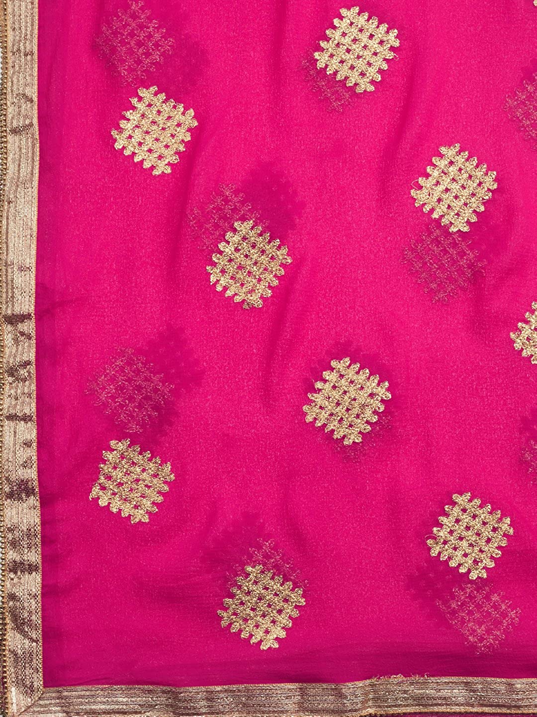 Pink & Gold Chiffon Dupatta freeshipping - Dupatta Bazaar