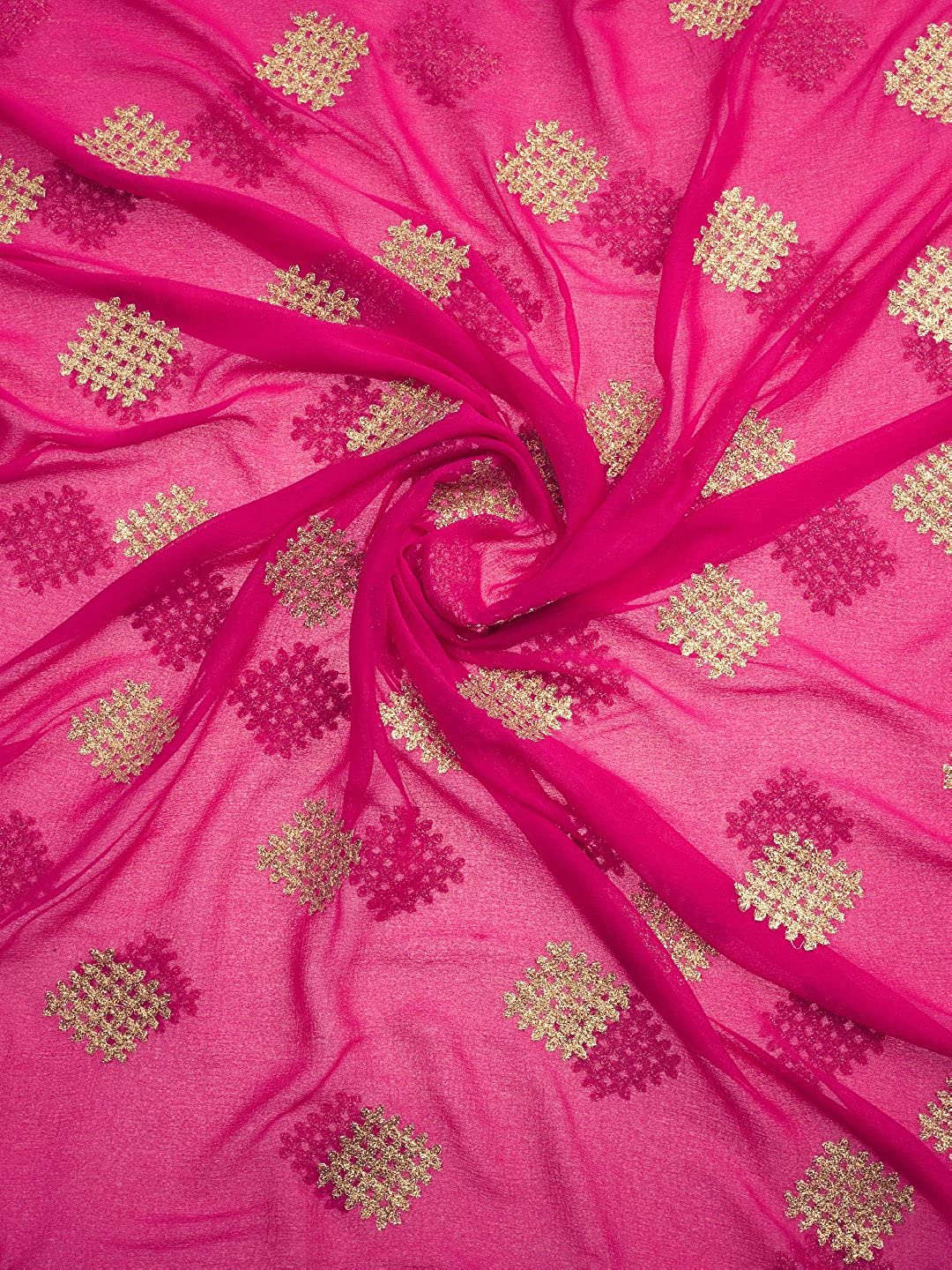 Pink & Gold Chiffon Dupatta freeshipping - Dupatta Bazaar