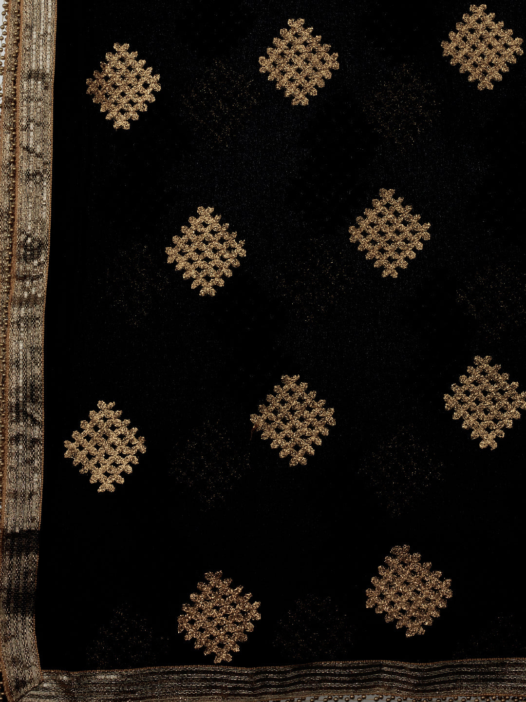 Dupatta Bazaar Woman's Black & Gold Chiffon Net Dupatta - Dupatta Bazaar