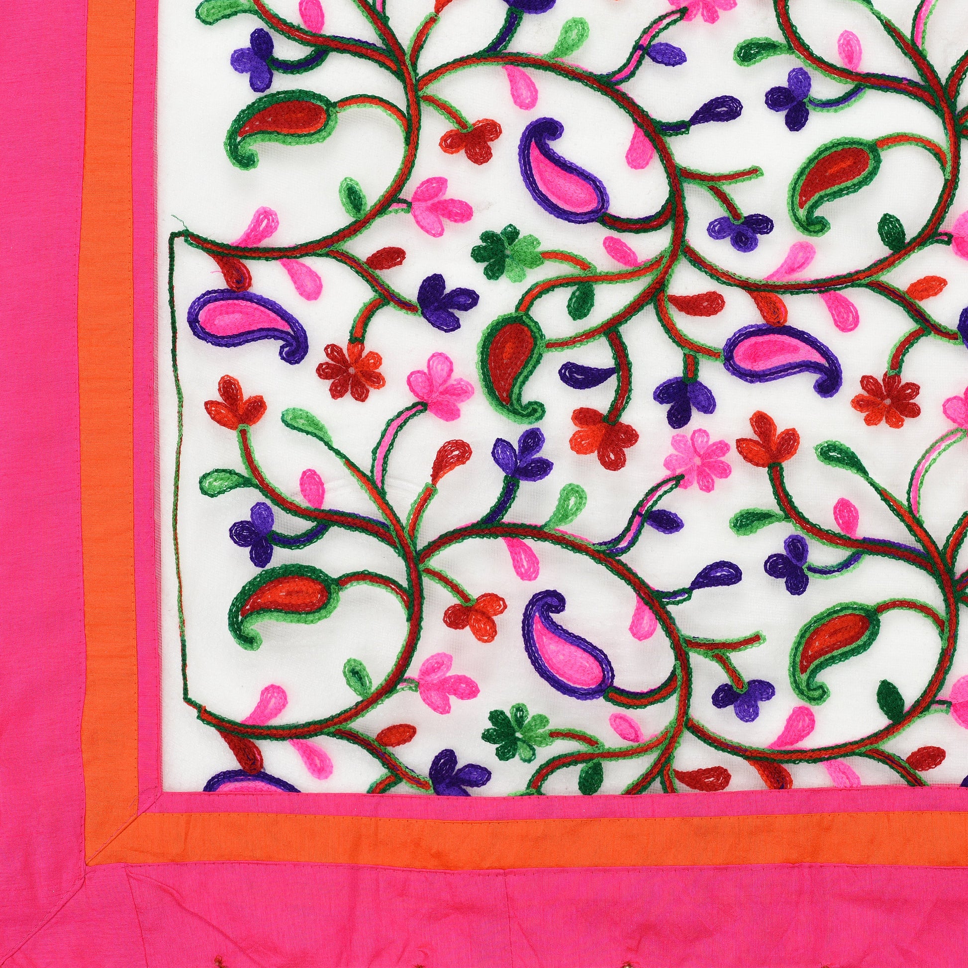 Dupatta Bazaar Woman's Embroidered Multicoloured Net Dupatta - Dupatta Bazaar
